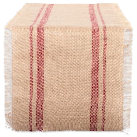 Fastfood 14 x 108 in. Barn Red Double Border Burlap Table Runner FA1582944